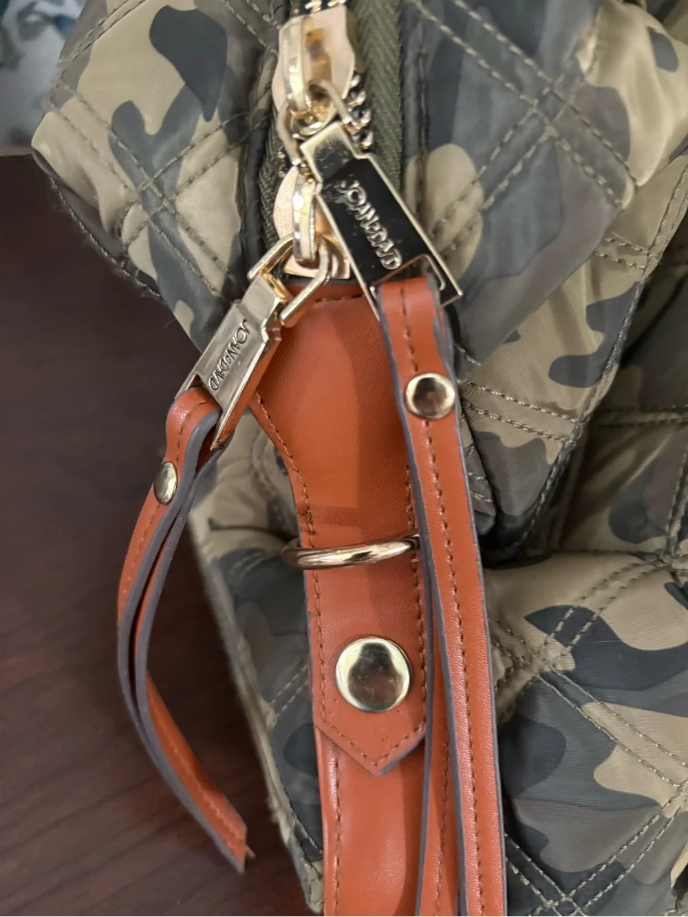 Joan & David Quilted Camo Nylon Weekender Travel Bag Large Tote w/Clear Pouch